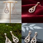 rose gold teardrop crystal dangler earrings for women – black, red & white
