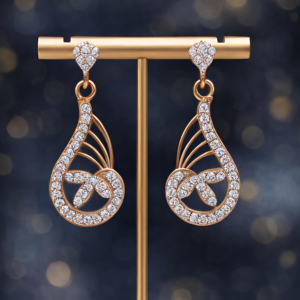 rose gold teardrop crystal dangler earrings for women – black, red & white