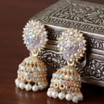 gvpremium floral jhumka earrings with pearl drops – traditional party wear