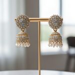 gvpremium floral jhumka earrings with pearl drops – traditional party wear