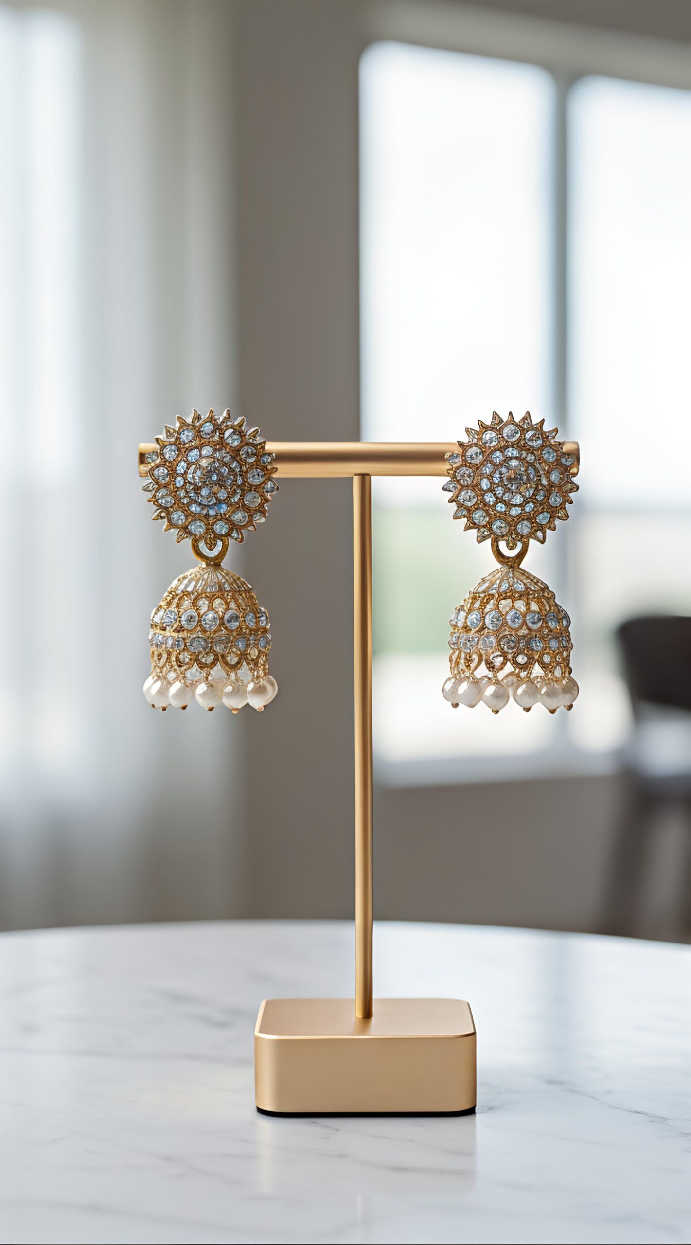 gvpremium floral jhumka earrings with pearl drops – traditional party wear