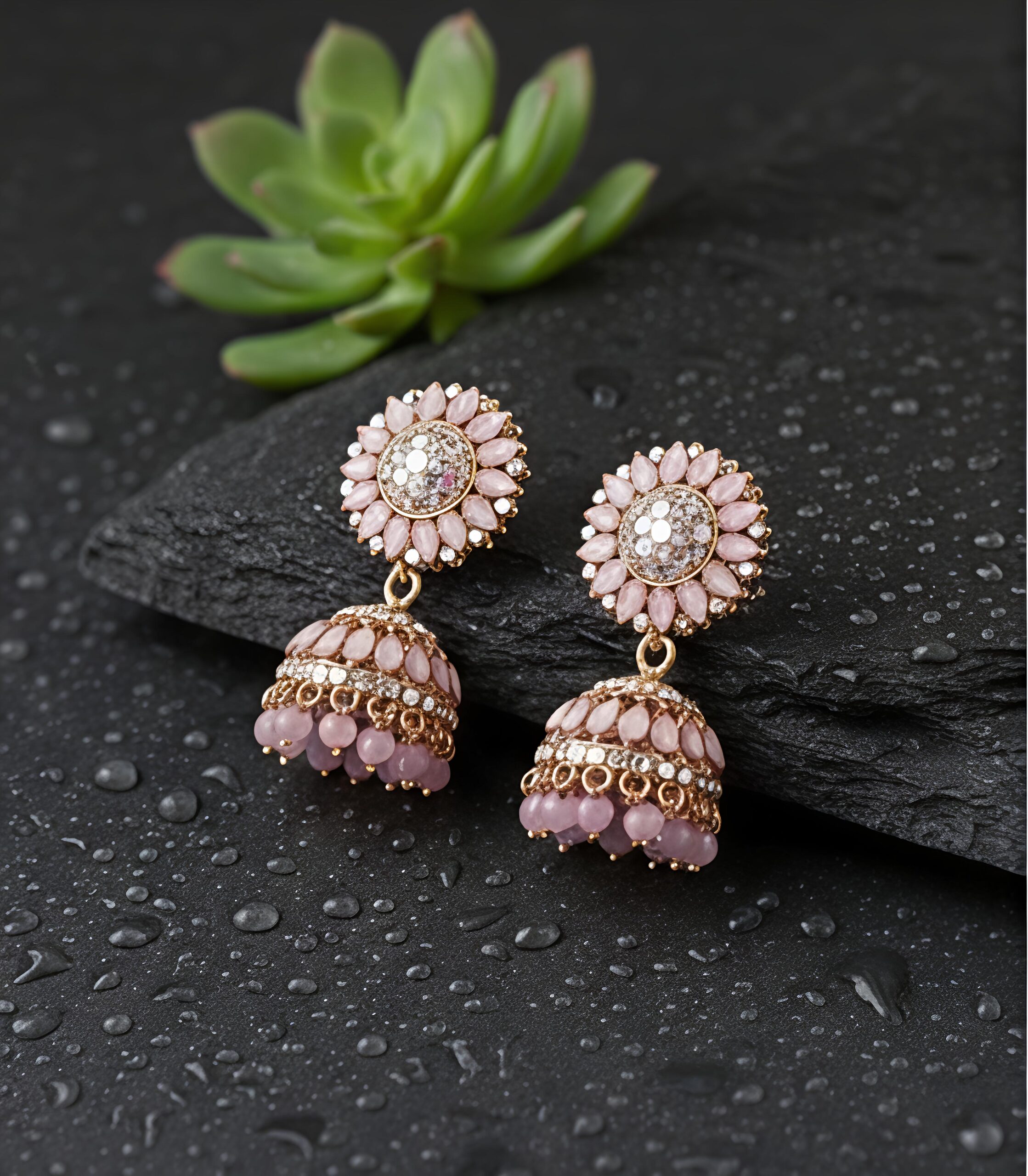 gvpremium floral jhumka earrings with pearl drops – traditional party wear