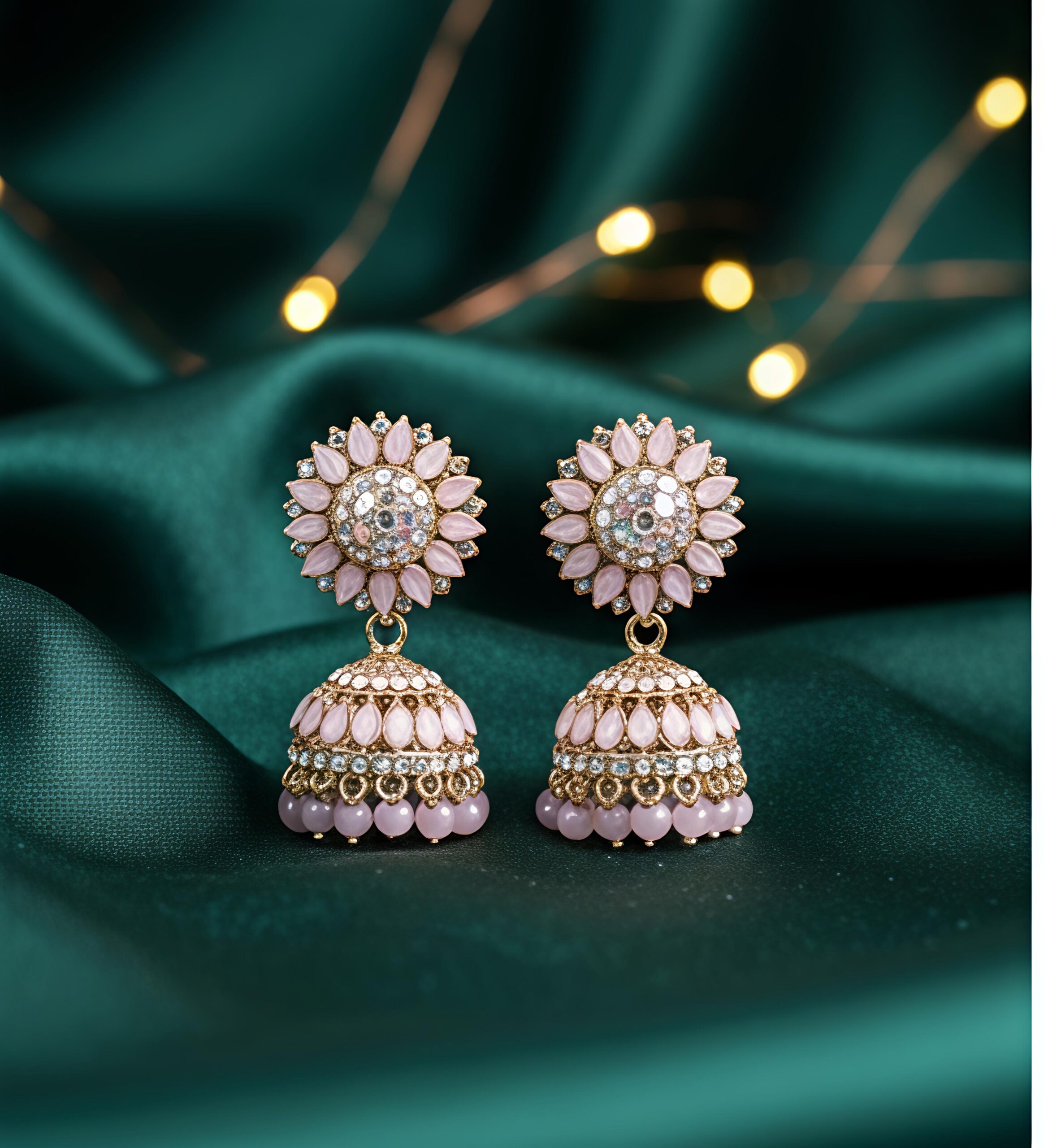 gvpremium floral jhumka earrings with pearl drops – traditional party wear