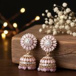 gvpremium floral jhumka earrings with pearl drops – traditional party wear