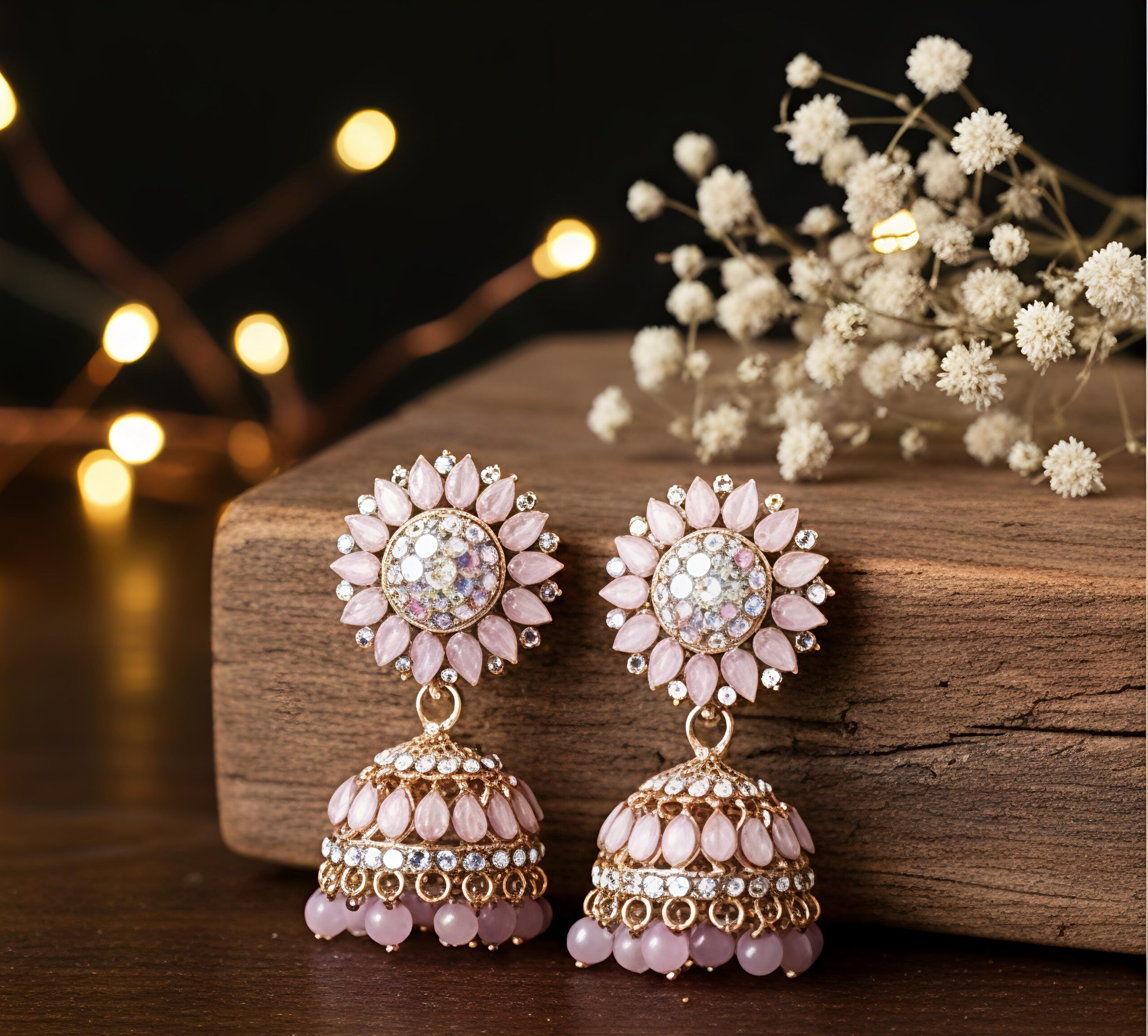 gvpremium floral jhumka earrings with pearl drops – traditional party wear