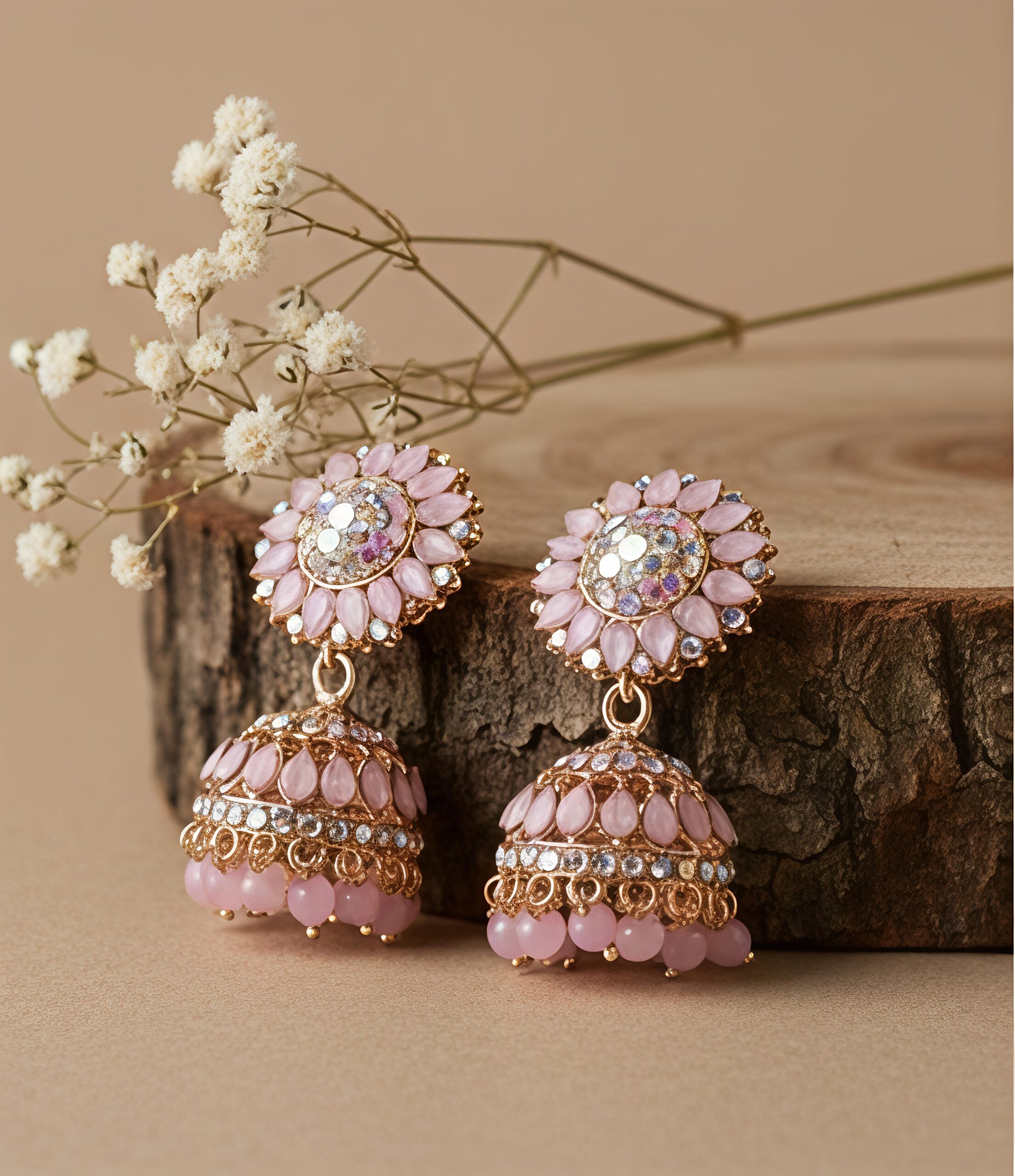 gvpremium floral jhumka earrings with pearl drops – traditional party wear