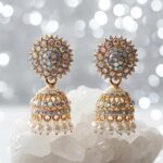 gvpremium floral jhumka earrings with pearl drops – traditional party wear