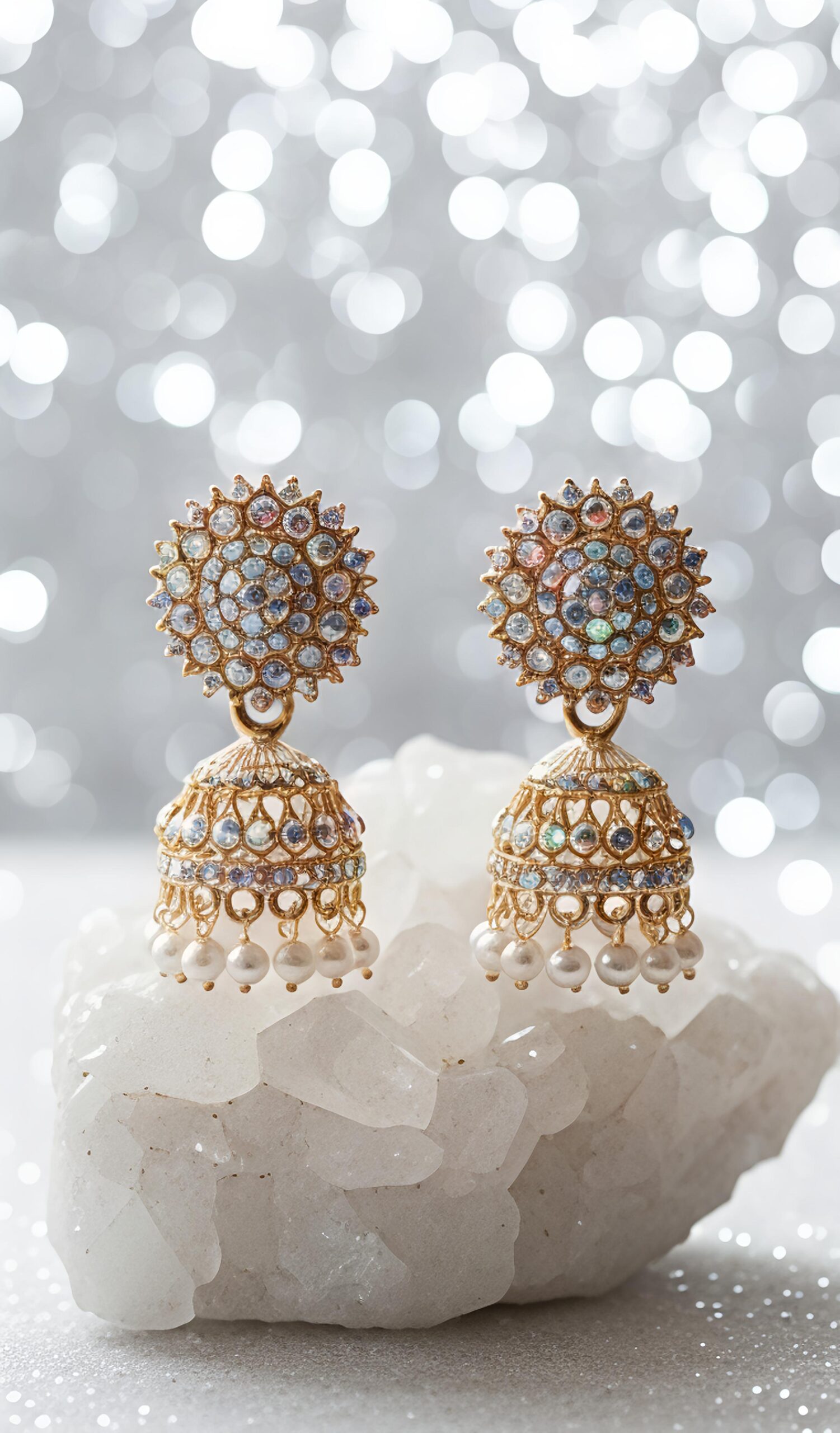 gvpremium floral jhumka earrings with pearl drops – traditional party wear