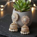 gvpremium floral jhumka earrings with pearl drops – traditional party wear