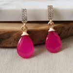 rose gold teardrop crystal drop earrings for women – teal blue (copy)