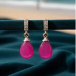 rose gold teardrop crystal drop earrings for women – teal blue (copy)