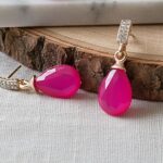rose gold teardrop crystal drop earrings for women – teal blue (copy)