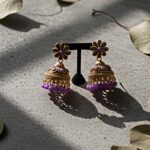 traditional antique gold floral jhumka earrings – multi color