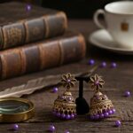 traditional antique gold floral jhumka earrings – multi color