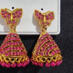 butterfly design stone gold plated jhumka earrings