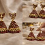 butterfly design stone gold plated jhumka earrings