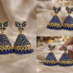 butterfly design stone gold plated jhumka earrings